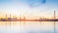 Beauty of sunrise over Oil refinery river front Royalty Free Stock Photo