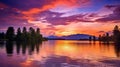 beauty sunset on lake