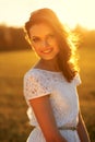 Beauty Sunshine Girl Portrait. Royalty Free Stock Photo