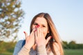 Beauty Sunshine Girl Portrait. Happy Woman Smiling. Sunny Summer Day under the Hot Sun. Royalty Free Stock Photo