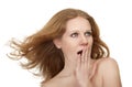 Beauty surprised amazed girl with flowing hair Royalty Free Stock Photo