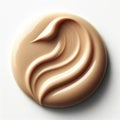 Beauty swatch and cosmetics texture, circle round beige liquid cosmetic foundation sample. ai generative