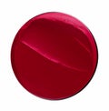 Beauty swatch and cosmetics texture, round circle red lipstick or lip gloss cosmetic sample isolated on white background