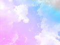 beauty sweet pastel pulple blue colorful with fluffy clouds on sky. multi color rainbow image. abstract fantasy growing lights Royalty Free Stock Photo