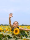 Beauty teen girl with sunflower Royalty Free Stock Photo