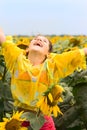 Beauty teen girl and sunflower Royalty Free Stock Photo