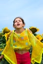 Beauty teen girl and sunflower Royalty Free Stock Photo