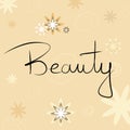 Beauty text. Greeting card, poster black word.