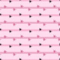 Glamorous seamless pattern with stars, girl colors , pink background and horizotal lines