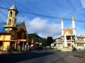 Mosque and Church side by side Royalty Free Stock Photo