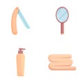 Beauty tool icons set cartoon vector. Various beauty product and equipment Royalty Free Stock Photo