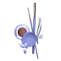 Beauty tools for eyebrow shaping. Hair thinning with tweezers, eyebrow tinting. Facial hair removal. Watercolor