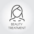 Beauty treatment icon. Abstract portrait of woman in linear style. Cosmetology, skincare, healthcare concept
