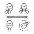 Beauty treatment icons, face care, mask