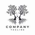 Beauty Tree Woman Face Logo Design