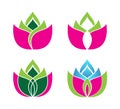 Beauty Vector Lotus flowers design logo set Template. Label, business. Royalty Free Stock Photo