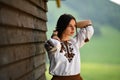 Beauty wearing Romanian blouse called ie Royalty Free Stock Photo