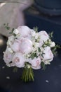 Beauty wedding bouquet made from light pink peonies. Wedding floristic Royalty Free Stock Photo