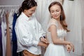 Beauty, wedding concept. tailor and bride