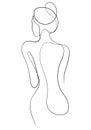 beauty woman back side one line calligraphic illustration Royalty Free Stock Photo