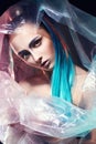 Beauty woman with blue hair,in plastic Royalty Free Stock Photo