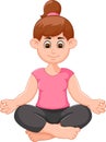 Beauty woman cartoon exercing yoga sport practicing with smile and relax Royalty Free Stock Photo