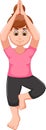 Beauty woman cartoon exercing yoga sport standing on one leg Royalty Free Stock Photo