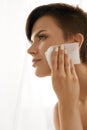 Beauty Woman Cleaning Beautiful Fresh Skin With Absorbing Tissue