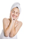 Beauty woman with closed eyes after bathing