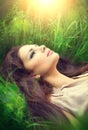 Beauty woman enjoying nature Royalty Free Stock Photo