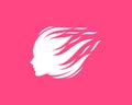 Beauty woman face with fire hair logo Royalty Free Stock Photo