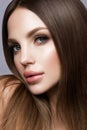 Beauty Woman face Portrait. Beautiful model Girl with Perfect Fresh Clean Skin Royalty Free Stock Photo