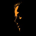 Beauty Woman Face silhouette in contrast backlight. Vector. Royalty Free Stock Photo