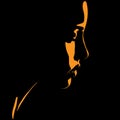 Beauty Woman Face silhouette in contrast backlight. Vector. Royalty Free Stock Photo