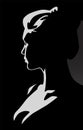 Beauty Woman Face silhouette in contrast backlight. Vector. Illustration. Royalty Free Stock Photo