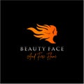 Beauty woman with fire flame logo design Royalty Free Stock Photo