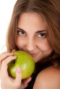 Beauty woman with fresh green apple Royalty Free Stock Photo