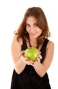 Beauty woman with fresh green apple Royalty Free Stock Photo