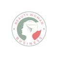 Beauty Woman Hair Facial Care Salon Therapy Spa label logo design Royalty Free Stock Photo