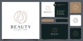 Beauty woman hairstyle logo design with business card for nature people salon elements Royalty Free Stock Photo