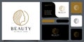 Beauty woman hairstyle logo design with business card for nature people salon elements Royalty Free Stock Photo