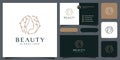 Beauty woman hairstyle logo design with business card for nature people salon elements Royalty Free Stock Photo