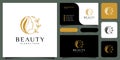 Beauty woman hairstyle logo design with business card for nature people salon elements Royalty Free Stock Photo