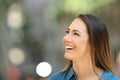 Beauty woman looking at side on the street Royalty Free Stock Photo