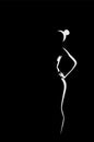 Beauty Woman silhouette in contrast backlight. Vector. Illustration. Royalty Free Stock Photo