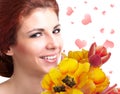 Beauty Woman with Spring Flower Royalty Free Stock Photo