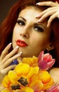 Beauty Woman with Spring Flower Royalty Free Stock Photo