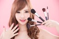 Woman take makeup brush Royalty Free Stock Photo