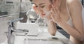 Beauty woman wash her face Royalty Free Stock Photo