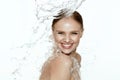 Beauty. Woman With Water On Face And Body. Spa Skin Care